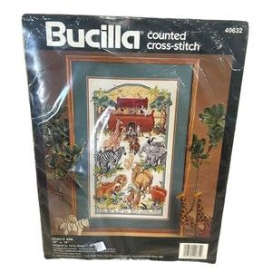 Bucilla Noah's Ark Kit 40632 Nancy Rossi Counted Cross Stitch 1992 Opened Unused